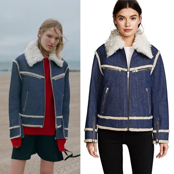 rag & bone Jackets & Blazers - Rag & Bone Andrew Shearling Denim Zip Y2K Jacket